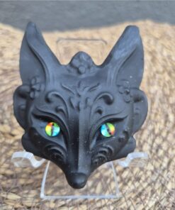 Zwarte obsidiaan vossen skull
