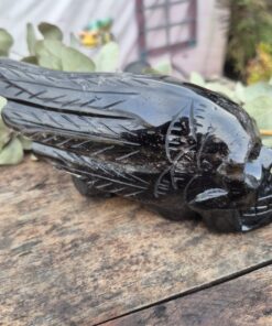 Gevleugelde skull van zwarte agaat