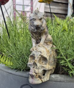 Dendriet agaat skull met leeuw