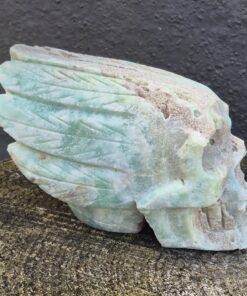 Gevleugelde skull Caribean blue calciet