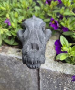 Zwarte matte obsidiaan wolf skull
