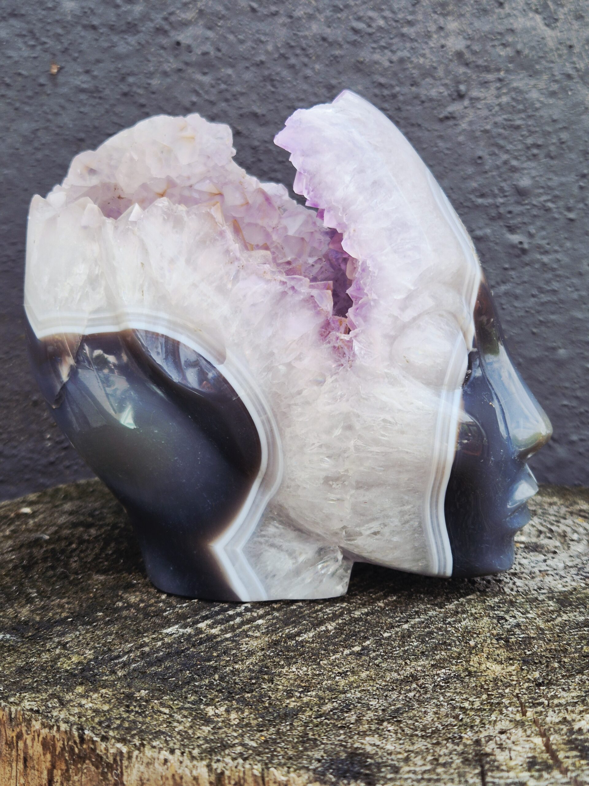 Agaat amethist geode Elf skull