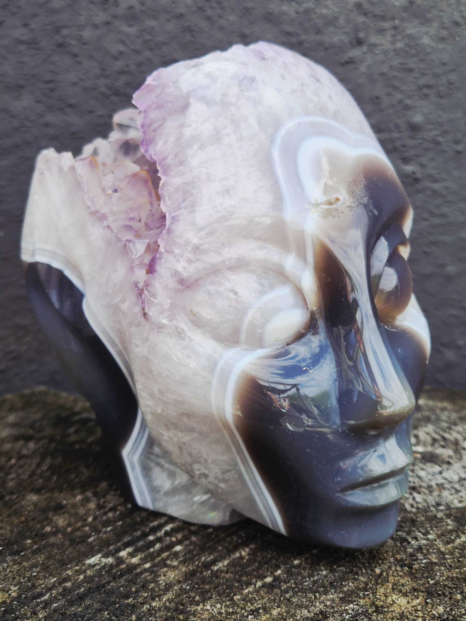 Agaat amethist geode Elf skull - Afbeelding 3